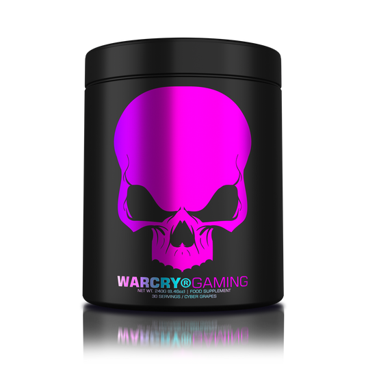 WARCRY GAMING 240g 30serv Genius Nutrition - Supliment pentru sesiuni intense de gaming, care stimuleaza functia cognitiva, furnizeaza energie, imbunatateste memoria, reduce stresul si favorizeaza o rehidratarea eficienta cu aroma de cyber grapes 