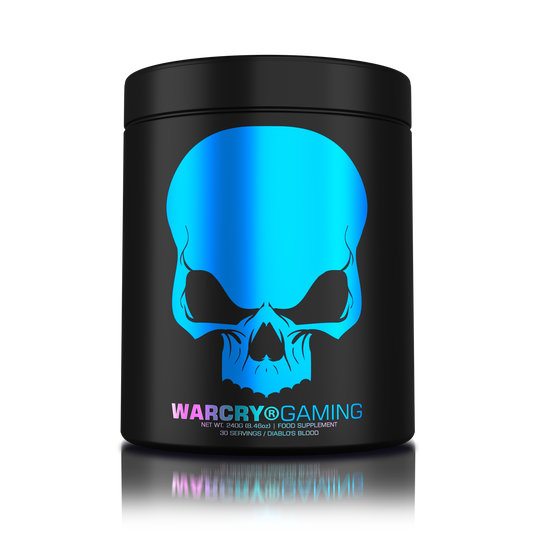 WARCRY GAMING 240g 30serv Genius Nutrition - Supliment pentru sesiuni intense de gaming, care stimuleaza functia cognitiva, furnizeaza energie, imbunatateste memoria, reduce stresul si favorizeaza o rehidratarea eficienta cu aroma de diablo’s blood 