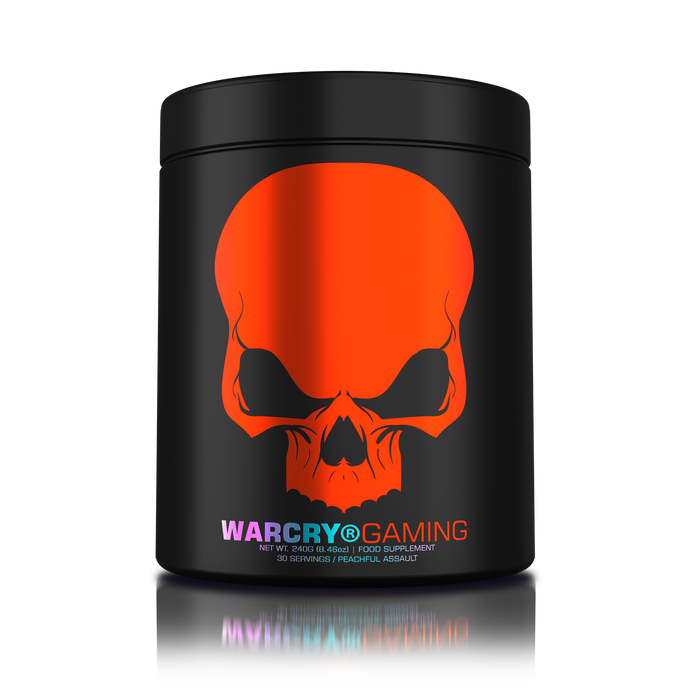 WARCRY GAMING 240g 30serv Genius Nutrition - Supliment pentru sesiuni intense de gaming, care stimuleaza functia cognitiva, furnizeaza energie, imbunatateste memoria, reduce stresul si favorizeaza o rehidratarea eficienta cu aroma de peachful assault