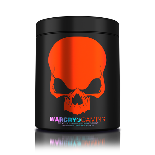 WARCRY GAMING 240g 30serv Genius Nutrition - Supliment pentru sesiuni intense de gaming, care stimuleaza functia cognitiva, furnizeaza energie, imbunatateste memoria, reduce stresul si favorizeaza o rehidratarea eficienta cu aroma de peachful assault