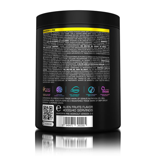 WARCRY PRE 400g 20/40serv Genius Nutrition - Supliment pre-workout pentru energie, pompare, anduranta si concentrare, potrivit pentru antrenamente intense 