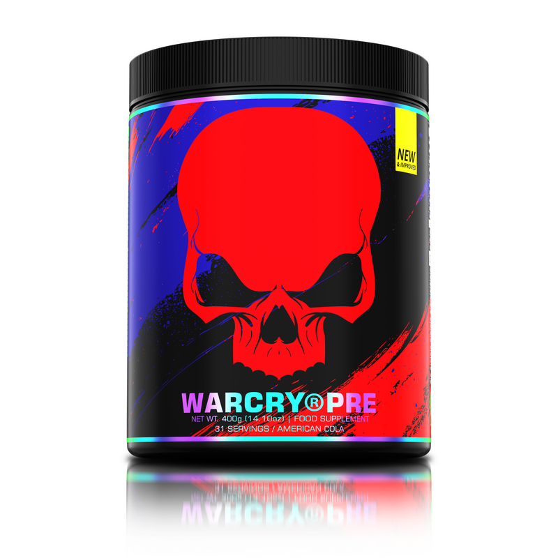 Incarca imaginea in galerie, WARCRY PRE 400g 31serv Genius Nutrition - Supliment pre-workout pentru energie, pompare, anduranta si concentrare, potrivit pentru antrenamente intense cu aroma de american cola.
