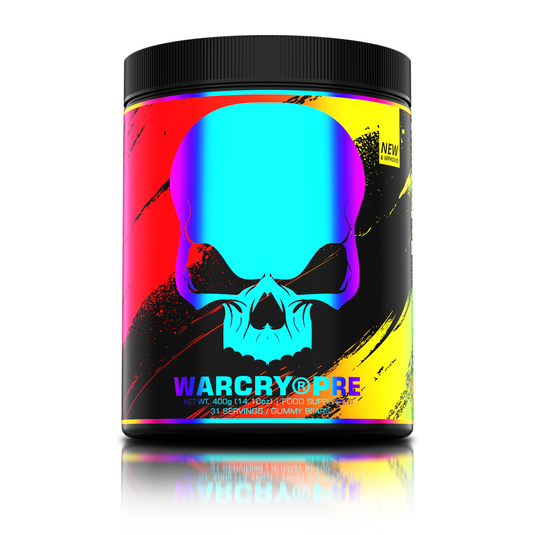 WARCRY PRE 400g 31serv Genius Nutrition - Supliment pre-workout pentru energie, pompare, anduranta si concentrare, potrivit pentru antrenamente intense cu aroma de gummy bears.