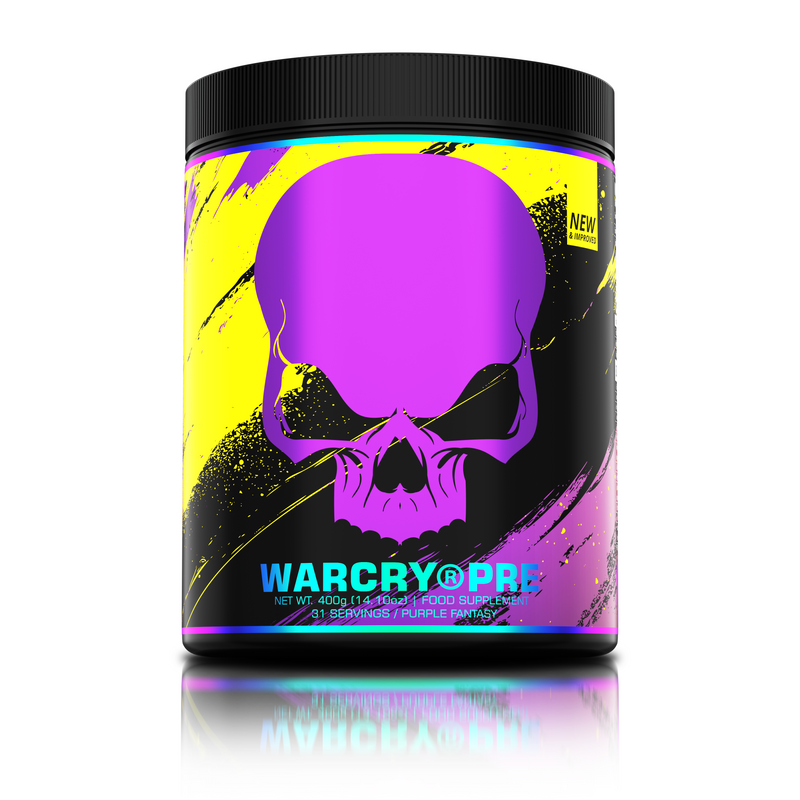 Incarca imaginea in galerie, WARCRY PRE 400g 31serv Genius Nutrition - Supliment pre-workout pentru energie, pompare, anduranta si concentrare, potrivit pentru antrenamente intense cu aroma de Purple Fantasy..
