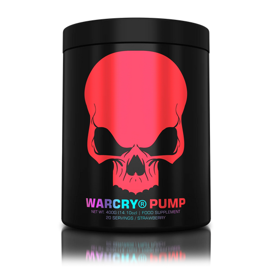 WARCRY PUMP 400g 20serv Genius Nutrition - Supliment pre-workout fara cafeina pentru pompare si anduranta, perfect pentru antrenamentele tarzii cu aroma de strawberry