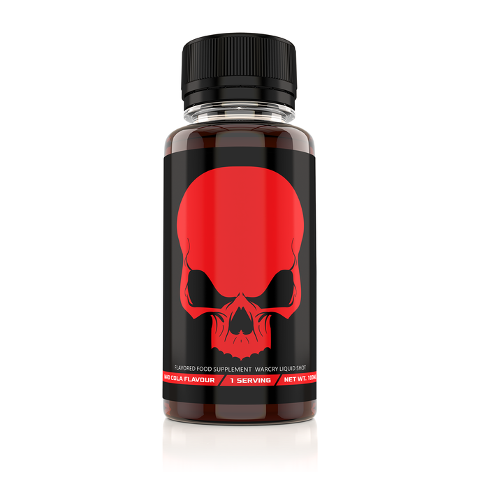 WARCRY SHOT 100ml 1serv Genius Nutrition - Supliment pre-workout shot, gata de consum, cu continut ridicat de cafeina, perfect pentru energie, pompare, anduranta si volumizare musculara cu aroma de mad cola