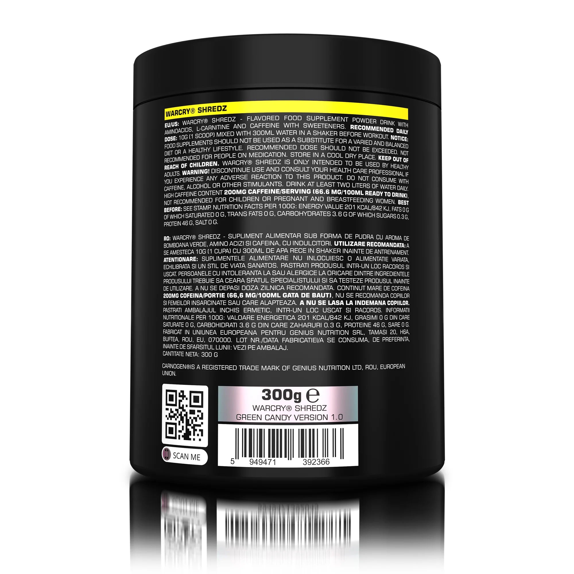 WARCRY® SHREDZ 300g/30serv – Genius Nutrition®
