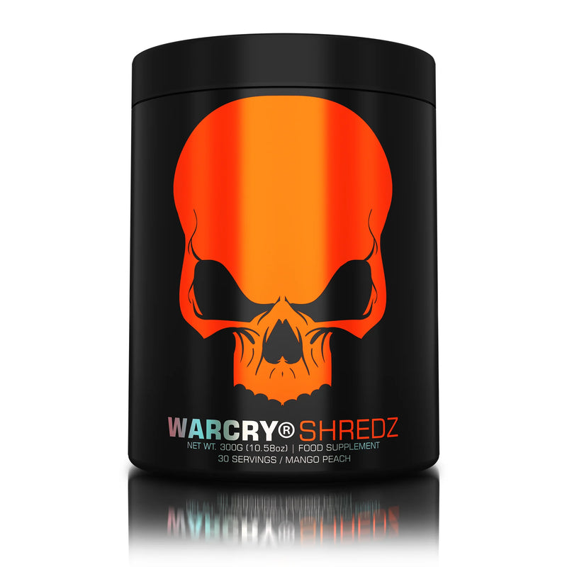 Incarca imaginea in galerie, WARCRY SHREDZ 300g 30serv Genius Nutrition – Supliment pre-workout cu efect termogenic pentru energie, pompare intensa, arderea grasimilor, rezistenta crescuta si diminuarea apetitului cu aroma de mango peach
