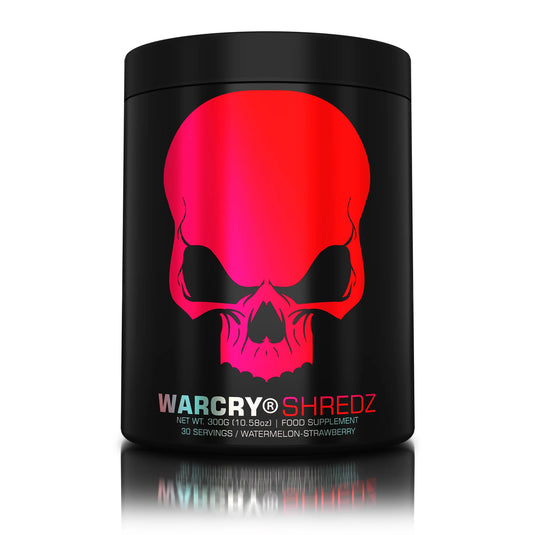 WARCRY SHREDZ 300g 30serv Genius Nutrition – Supliment pre-workout cu efect termogenic pentru energie, pompare intensa, arderea grasimilor, rezistenta crescuta si diminuarea apetitului cu aroma de watermelon-strawberry