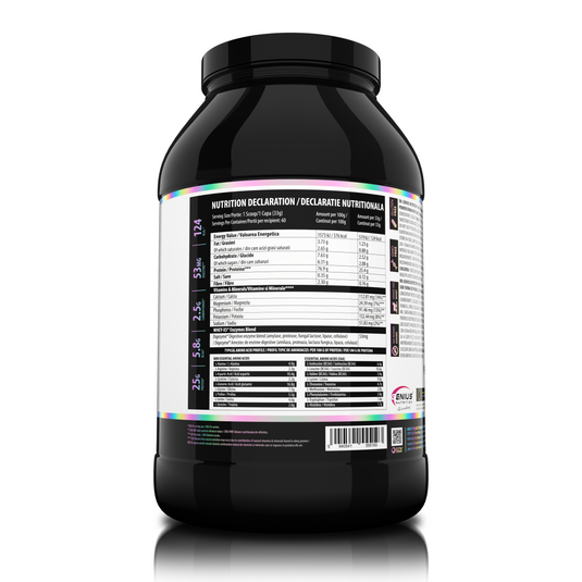WHEY-X5 2000g 60serv Genius Nutrition - Supliment proteic blend din izolat si concentrat de zer, ideal pentru refacerea si cresterea masei musculare fara depunere de tesut adipos, cu adaos de enzime digestive pentru absorbtie eficienta cu aroma de ciocolata caramel.