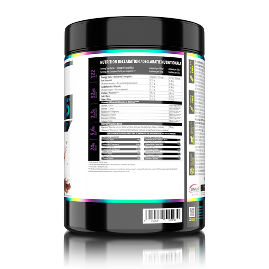 WHEY-X5 900g 27serv Genius Nutrition - Supliment proteic blend din izolat si concentrat de zer, ideal pentru refacerea si cresterea masei musculare fara depunere de tesut adipos, cu adaos de enzime digestive pentru absorbtie eficienta cu aroma de Choco-Coconut.