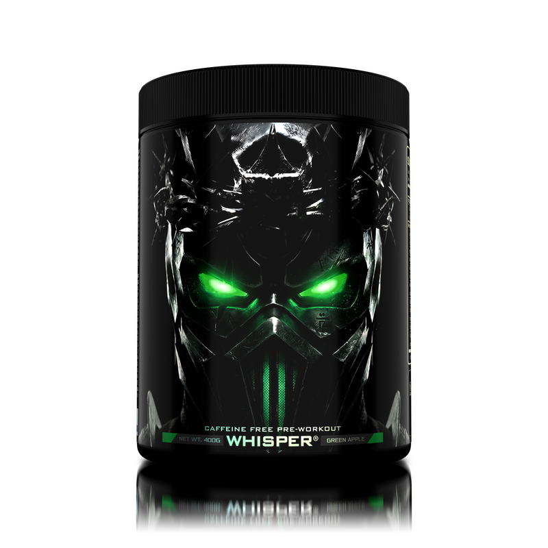 Incarca imaginea in galerie, WHISPER 400g 21serv Genius Nutrition - Supliment pre-workout fara stimulenti pentru pompare intensa, volumizare musculara si focus mental, conceput pentru a nu influenta somnul sau a provoca agitatie cu mar verde.

