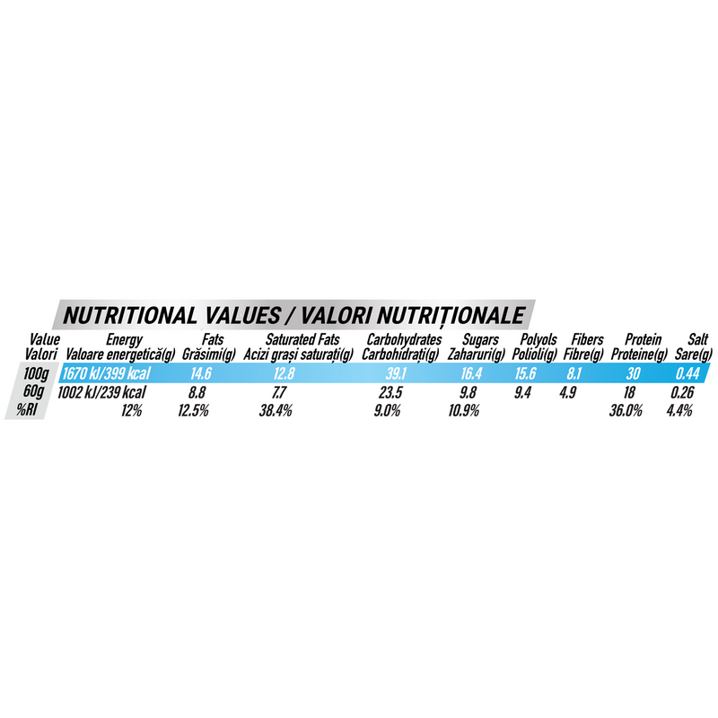 Incarca imaginea in galerie, iBAR NON-GMO 60g Genius Nutrition – Baton proteic bogat in fibre pentru mentinerea si dezvoltarea masei musculare
