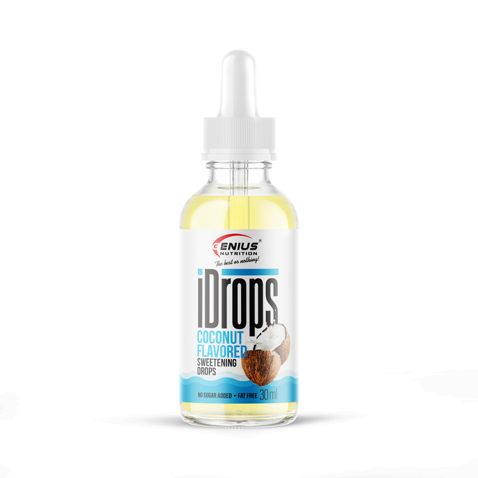 iDROPS 30ml - Indulcitor fara calorii, stabil la temperaturi ridicate, ideal pentru gatit si copt, care nu afecteaza nivelul de zahar din sange, potrivit pentru persoanele cu sensibilitate la insulina cu aroma de cocos