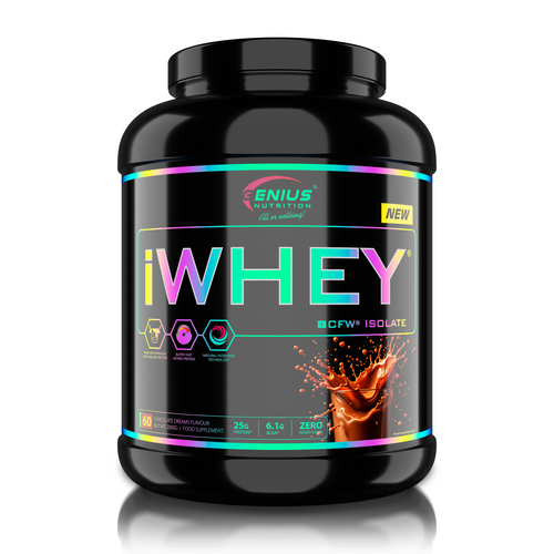 iWHEY ISOLATE 2000g 60serv Genius Nutrition – Supliment proteic din zer cu absortie rapida fara zahar adaugat pentru recuperare si cresterea masei musculare fara tesut adipos obinut prin filtrare naturala cu aroma de ciocolata.