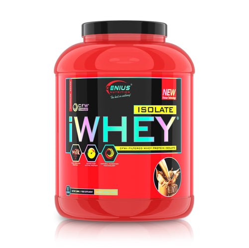 iWHEY ISOLATE 2000g 61 serv Genius Nutrition – Supliment proteic din zer cu absortie rapida fara zahar adaugat pentru recuperare si cresterea masei musculare fara tesut adipos obinut prin filtrare naturala cu aroma de chocolate dreams