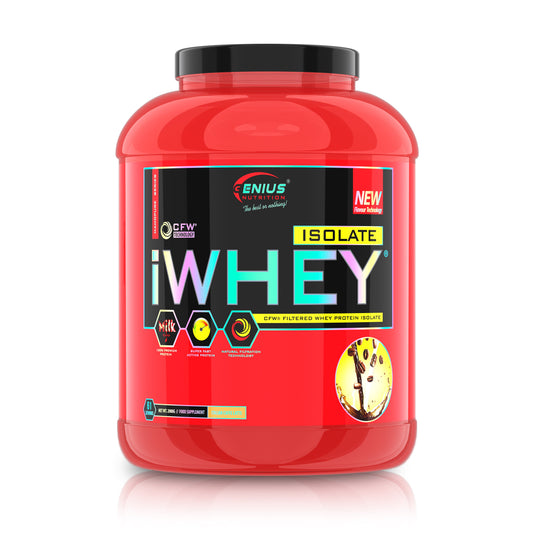 iWHEY ISOLATE 2000g 61 serv Genius Nutrition – Supliment proteic din zer cu absortie rapida fara zahar adaugat pentru recuperare si cresterea masei musculare fara tesut adipos obinut prin filtrare naturala cu aroma de italian caffe latte