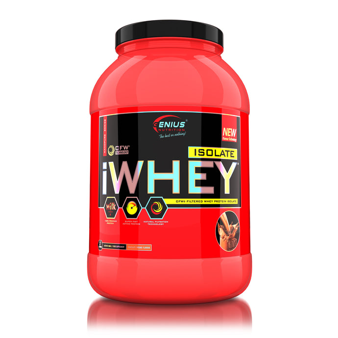 iWHEY ISOLATE 900g 27serv Genius Nutrition - Supliment proteic din zer cu absortie rapida fara zahar adaugat pentru recuperare si cresterea masei musculare fara tesut adipos obinut prin filtrare naturala cu aroma de chocolate dreams